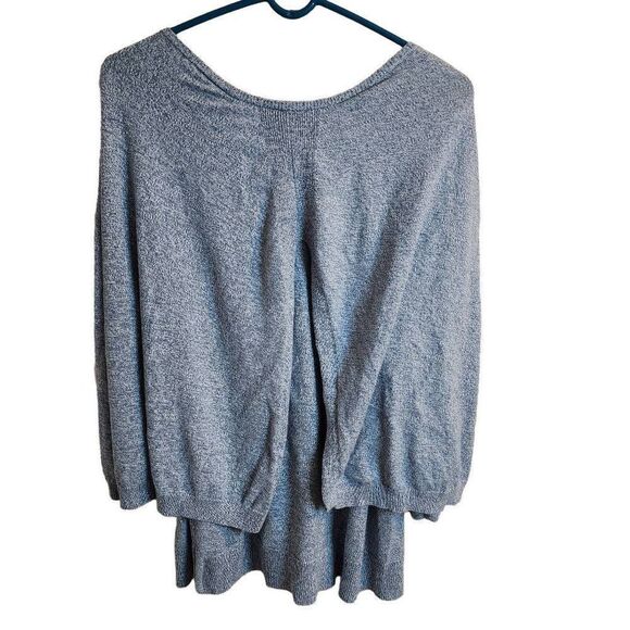 H By Halston Large Marled Unique Batwing Open Concept Sweater - Picture 8 of 8
